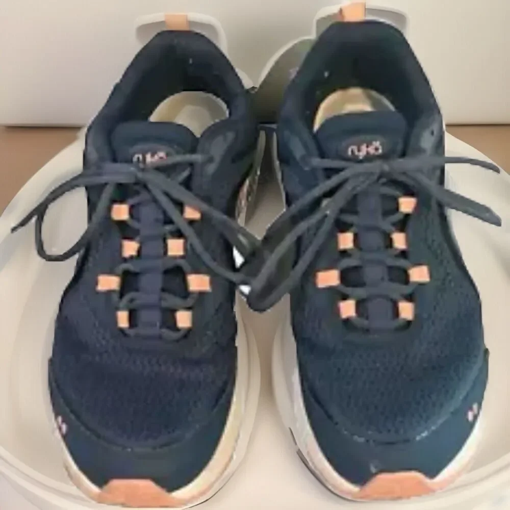 Ryka Womens Belong Athletic Shoes Memory Foam‎ Soles Size 9.5 M Navy Blue & Pink